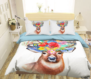 3D Flowers Elk 1944 Bed Pillowcases Quilt