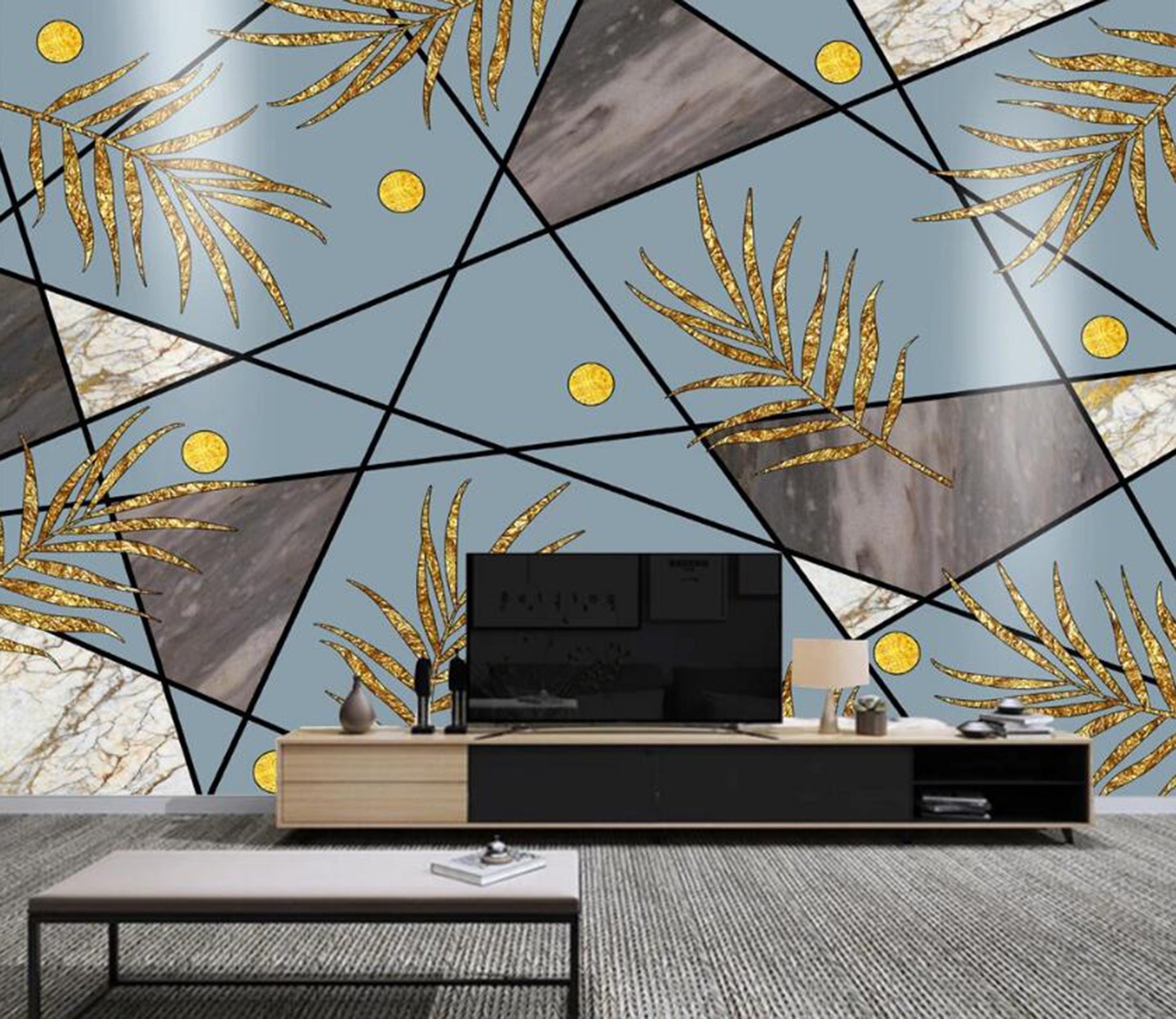 3D Leaf Geometric Pattern WC61 Wall Murals Wallpaper AJ Wallpaper 2 