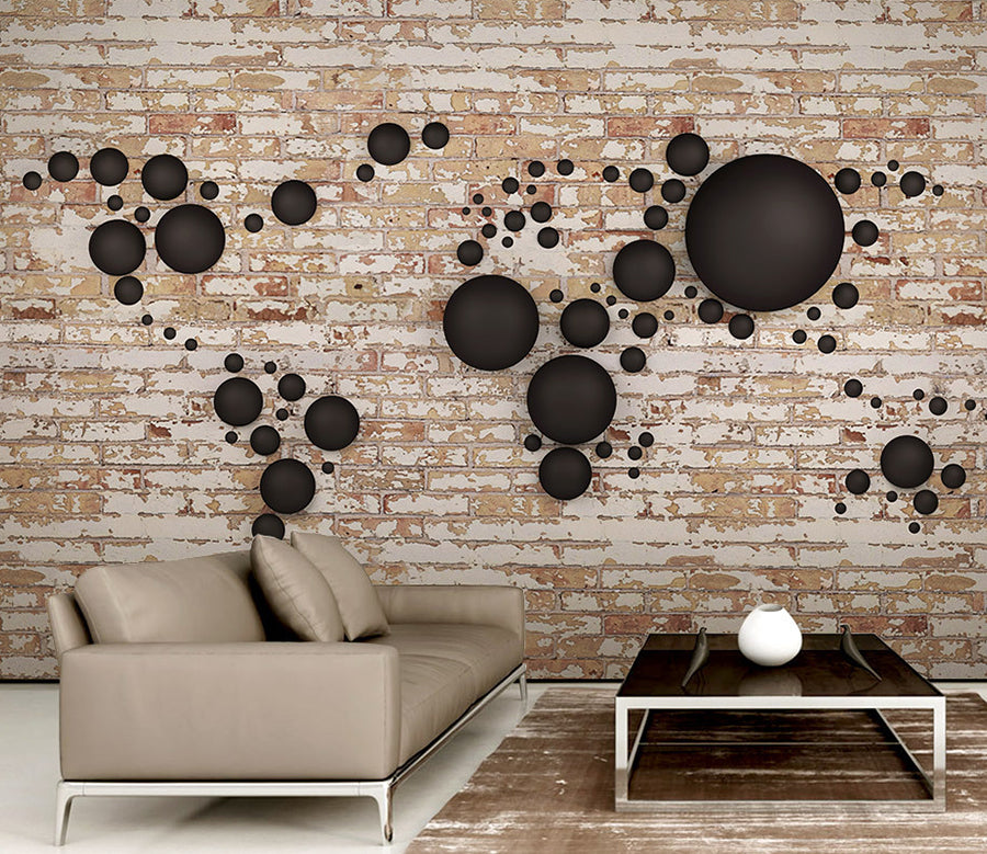 3D Black Round 2085 Wall Murals