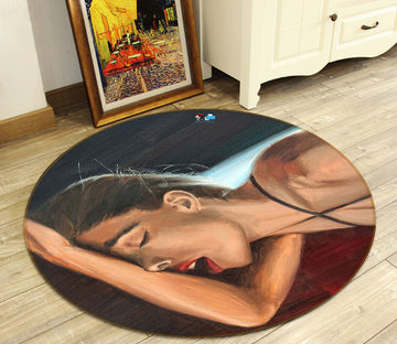 3D Woman Painting 9736 Marina Zotova Rug Round Non Slip Rug Mat
