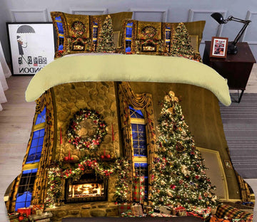 3D String Light Tree 31234 Christmas Quilt Duvet Cover Xmas Bed Pillowcases