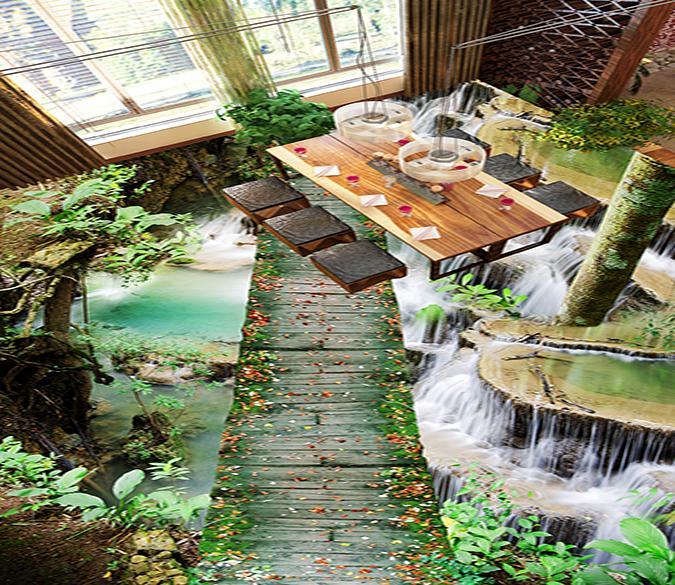3D Tree-lined Road WG173 Floor Mural Wallpaper AJ Wallpaper 2 