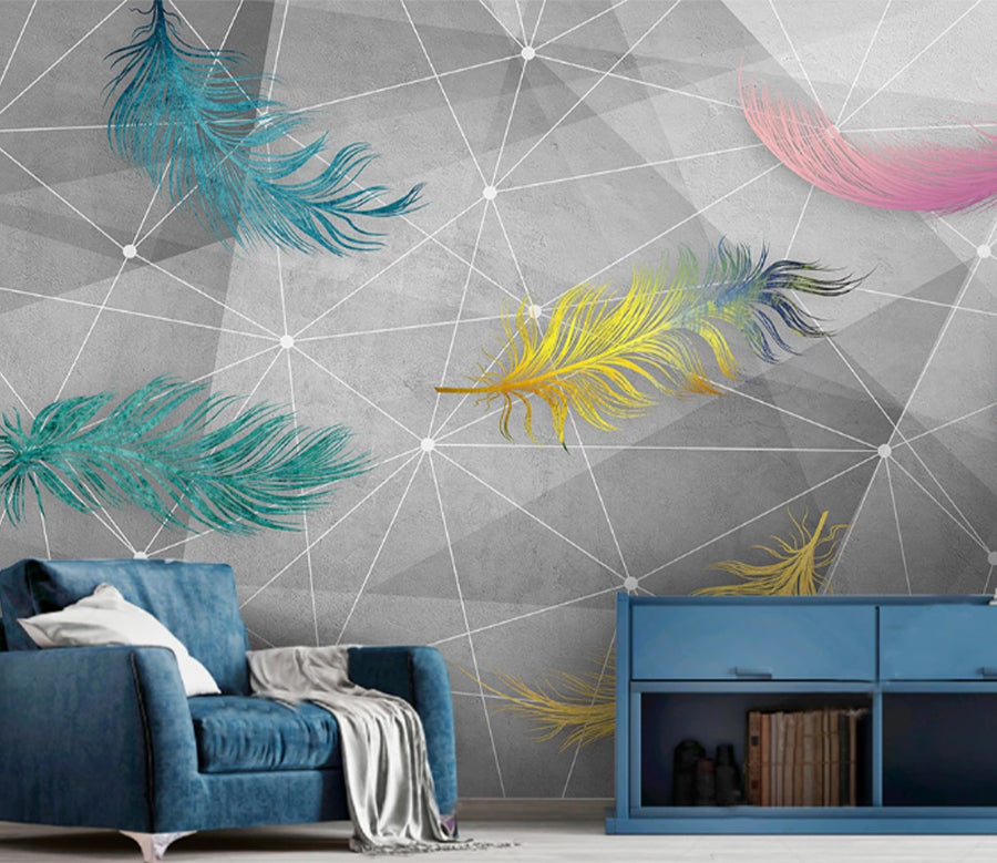3D Bright Feathers WC2628 Wall Murals