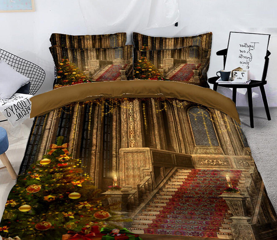 3D Stairs 31188 Christmas Quilt Duvet Cover Xmas Bed Pillowcases