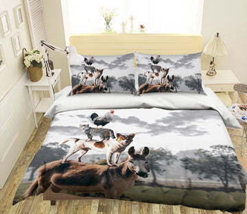 3D Donkey Dog 037 Bed Pillowcases Quilt