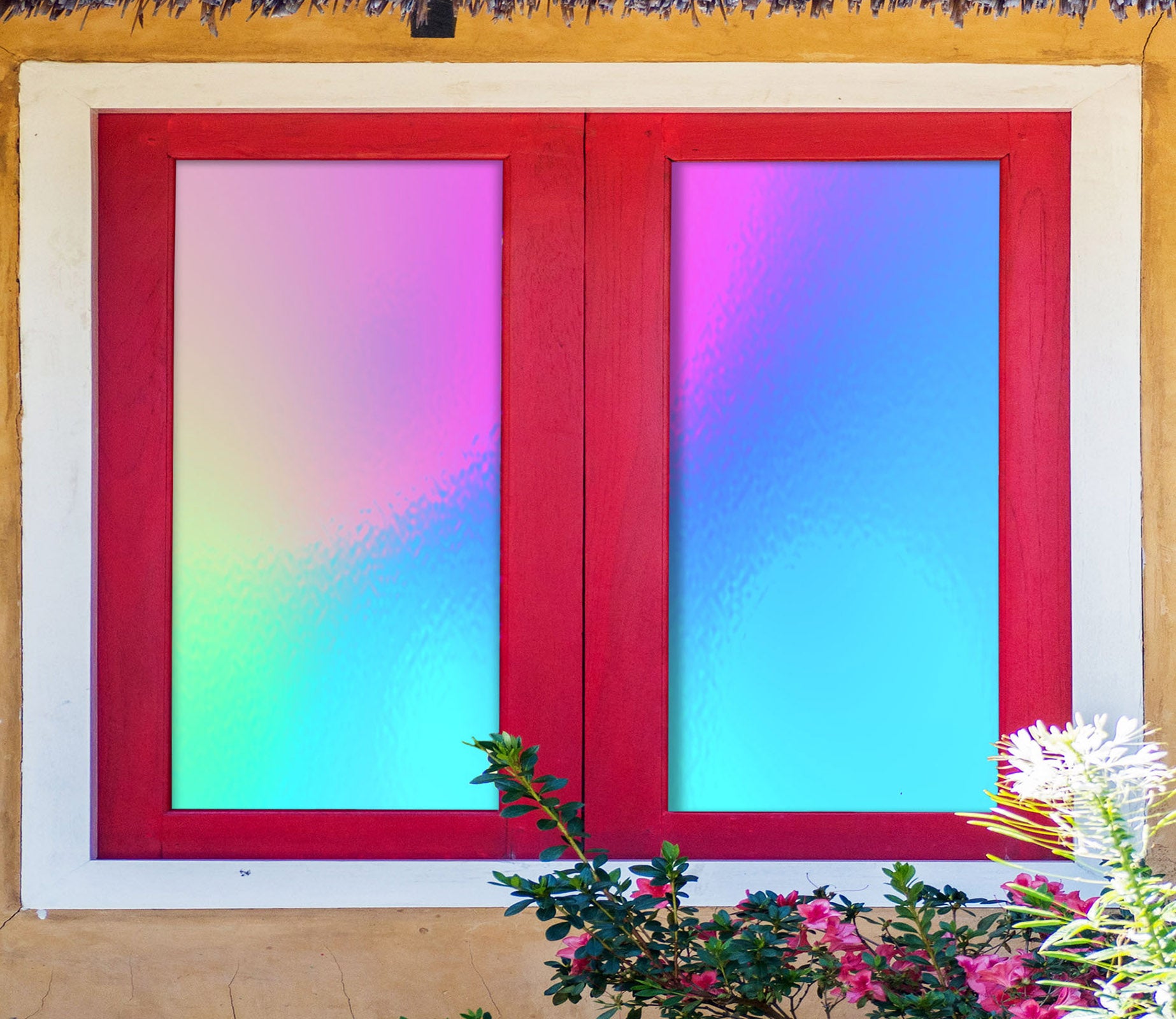 3D Blue Gradient 214 Window Film Print Sticker Cling Stained Glass UV Block