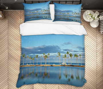 3D Ocean Coconut Tree 8694 Kathy Barefield Bedding Bed Pillowcases Quilt