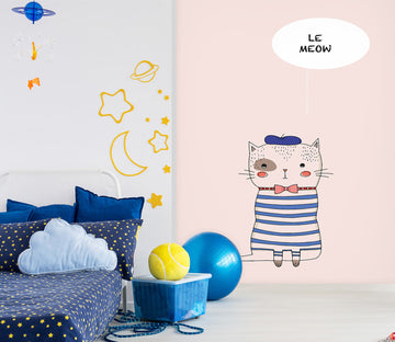 3D Cute White Cat 1474 Boris Draschoff Wall Mural Wall Murals