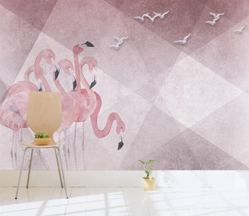3D Pink Flamingo Team 2031 Wall Murals