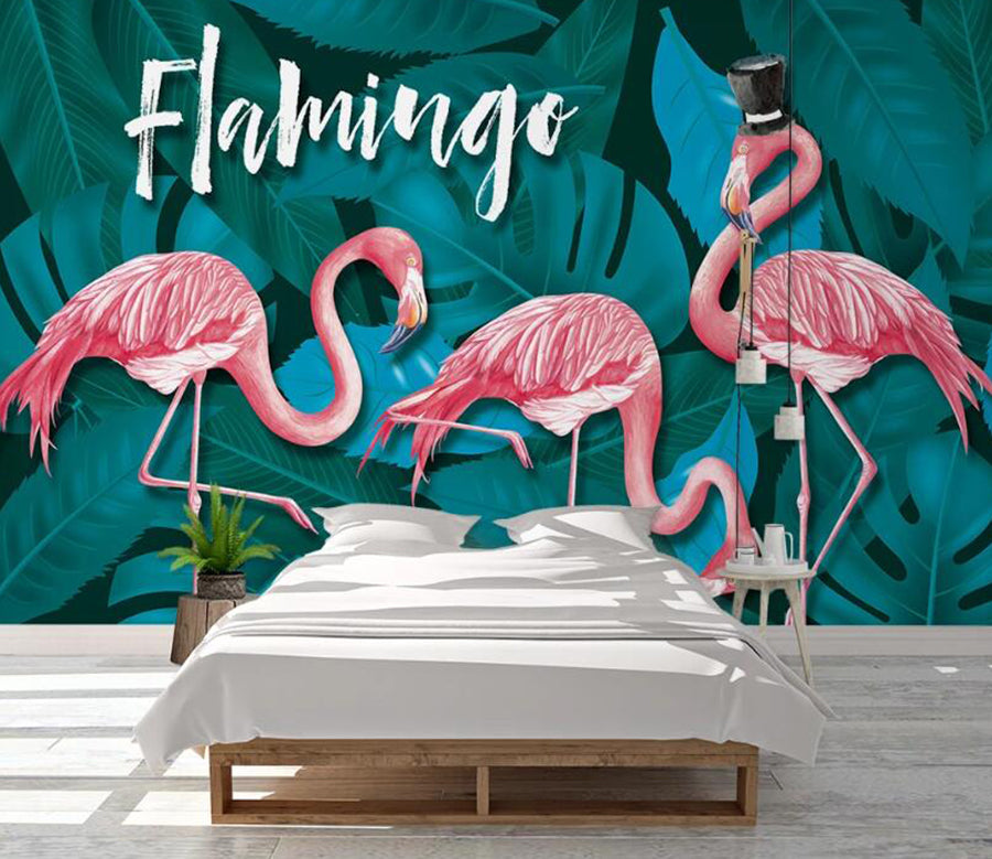 3D Three Gentlemen Flamingos 1092 Wall Murals