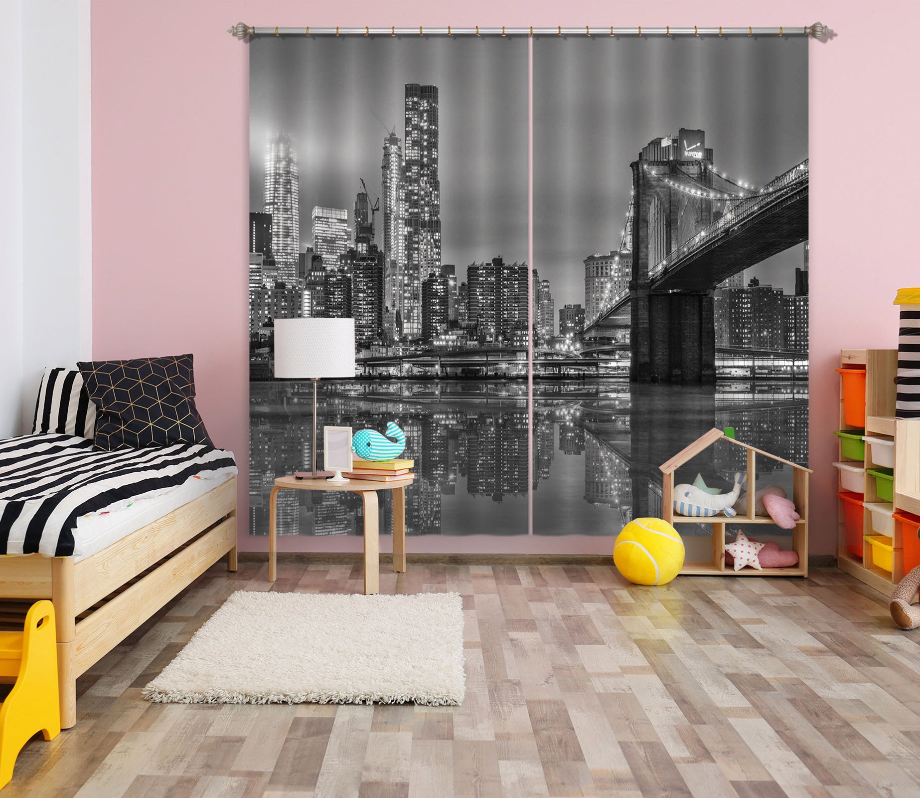 3D Grey Bridge 101 Marco Carmassi Curtain Curtains Drapes