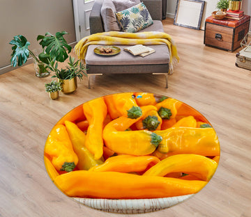 3D Yellow Chili 7555 Assaf Frank Rug Round Non Slip Rug Mat