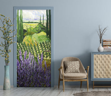 3D Purple Flowers Field 9316 Allan P. Friedlander Door Mural