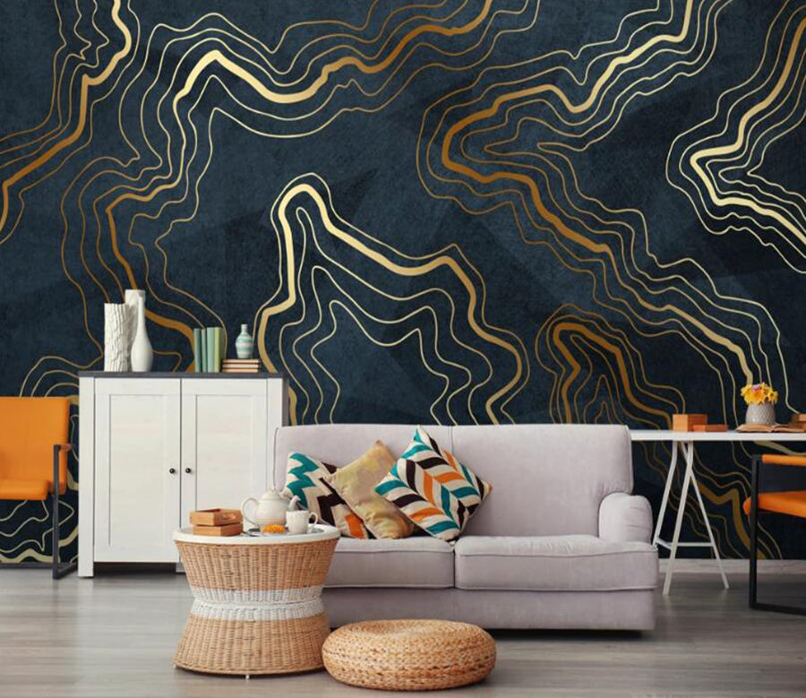 3D Gold Wire Winding 670 Wall Murals