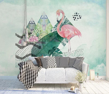 3D Tree Shadow Flamingo 936 Wall Murals