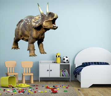 3D Open Mouth Two-horned Dragon 022 Animals Wall Stickers Wallpaper AJ Wallpaper 