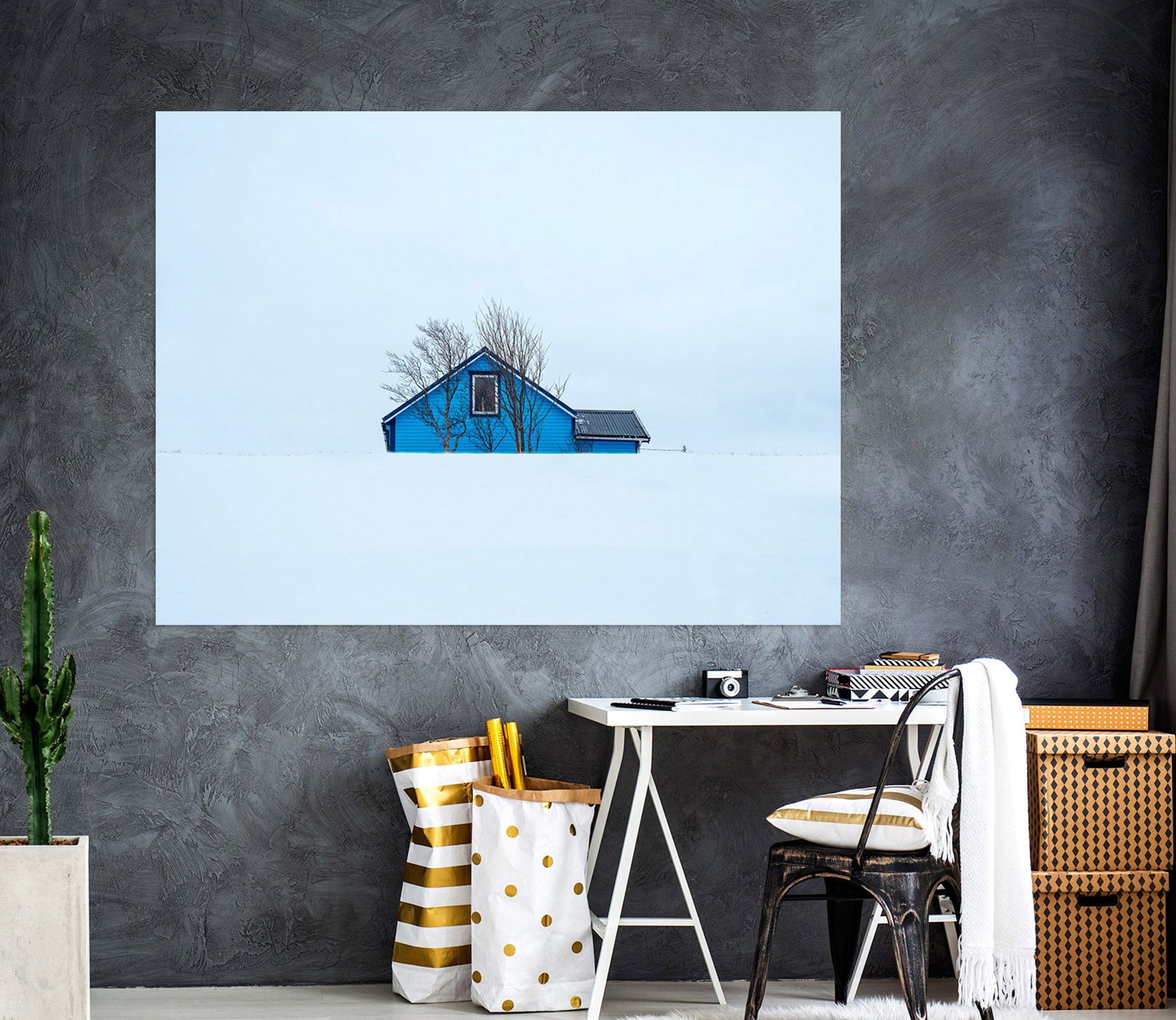 3D Little Blue House 172 Marco Carmassi Wall Sticker