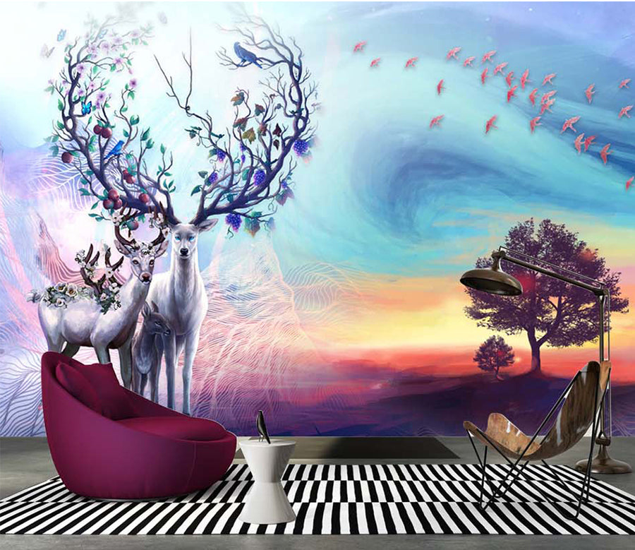 3D Antler Bird WG257 Wall Murals