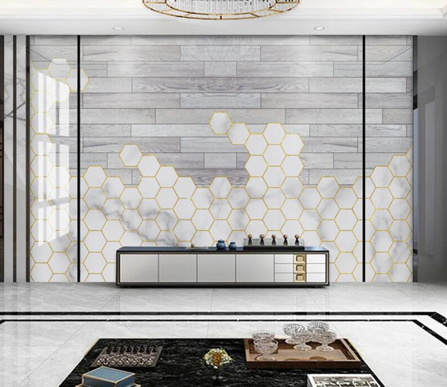 3D Hexagonal Arrangement 145 Wall Murals