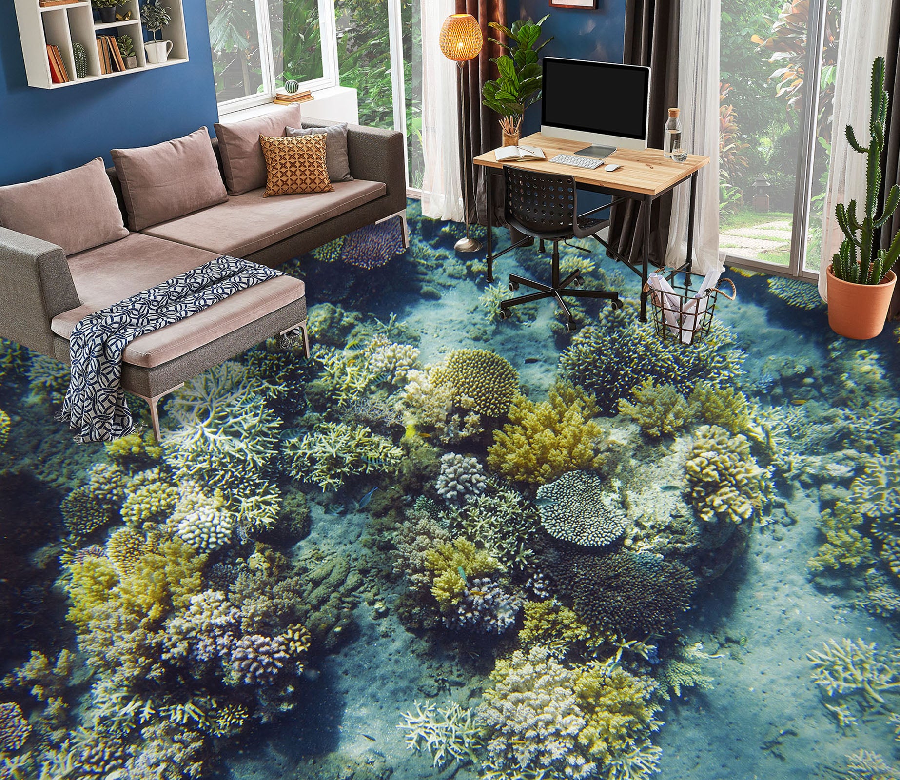 3D Green Seaweed 366 Floor Mural  Wallpaper Murals Rug & Mat Print Epoxy waterproof bath floor