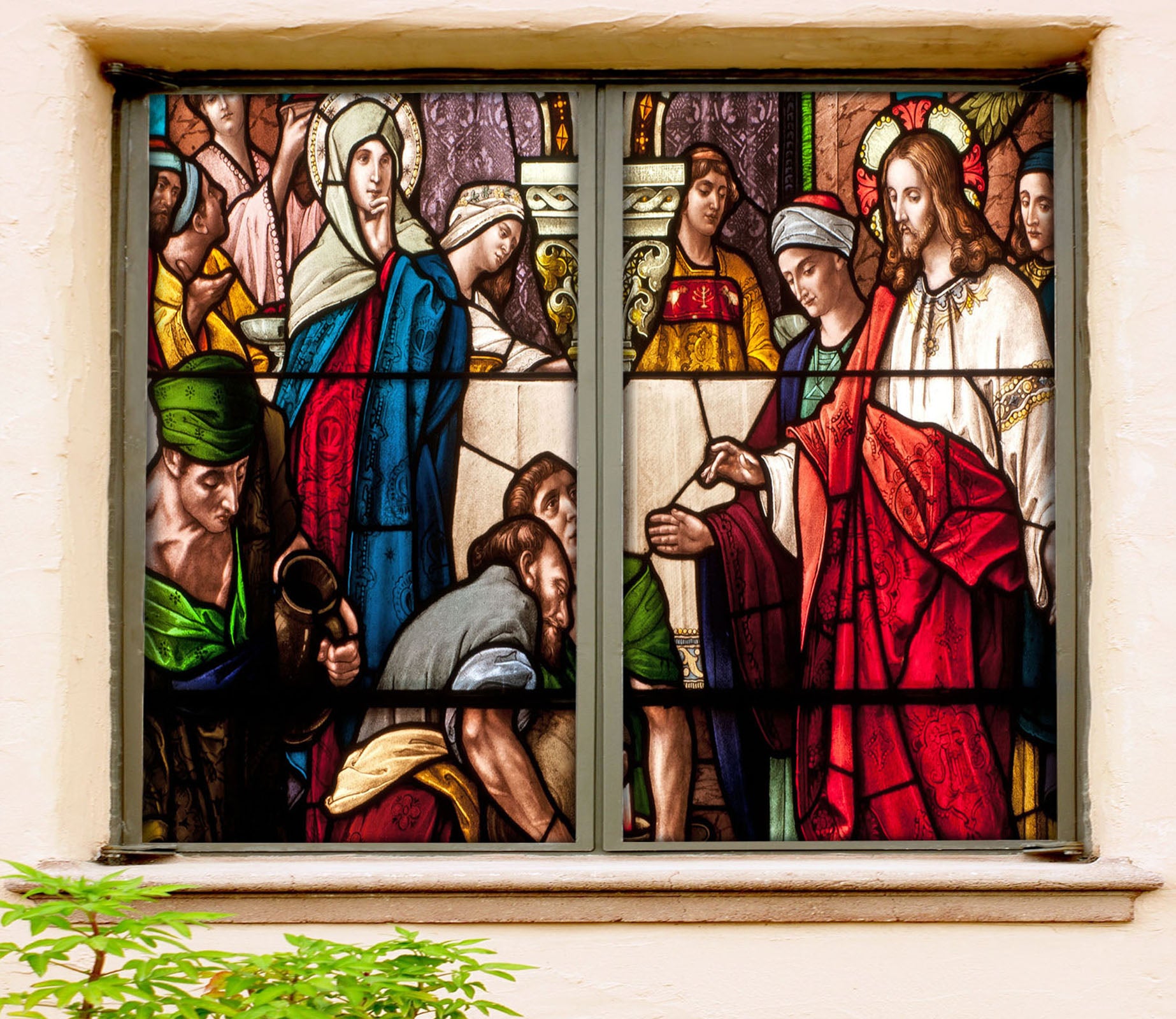 3D Church Believer 286 Window Film Print Sticker Cling Stained Glass UV Block