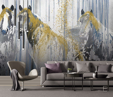 3D Golden Horse WG261 Wall Murals
