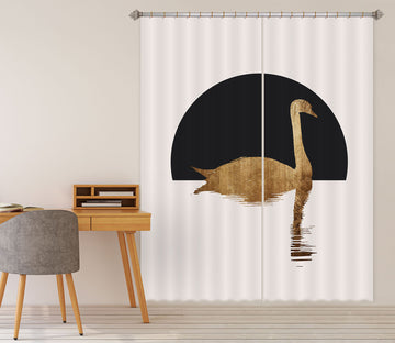 3D Golden Swan 1124 Boris Draschoff Curtain Curtains Drapes