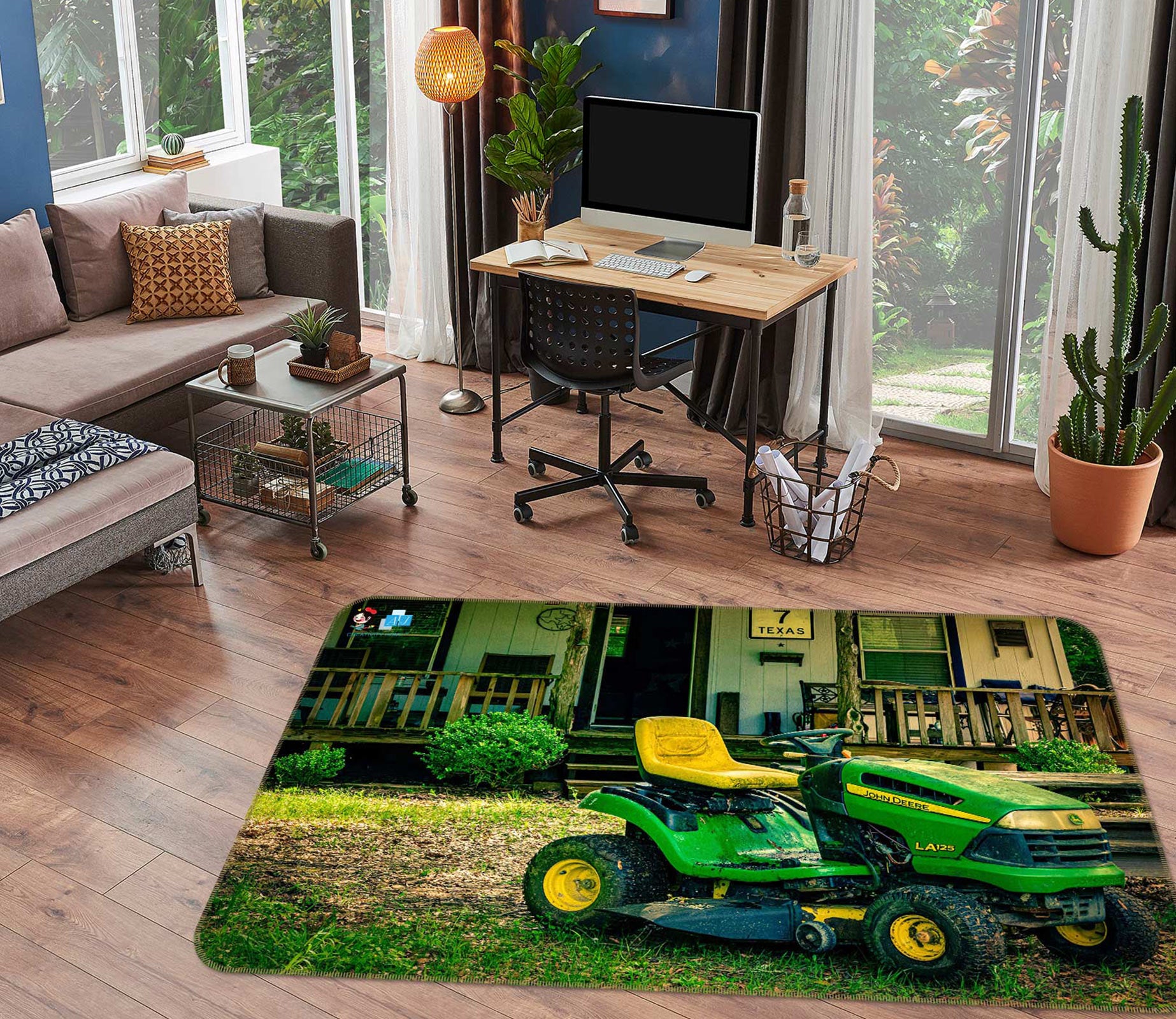 3D Green Car House 5122 Beth Sheridan Rug Non Slip Rug Mat