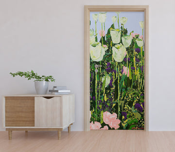 3D White Flower Meadow Painting 9373 Allan P. Friedlander Door Mural