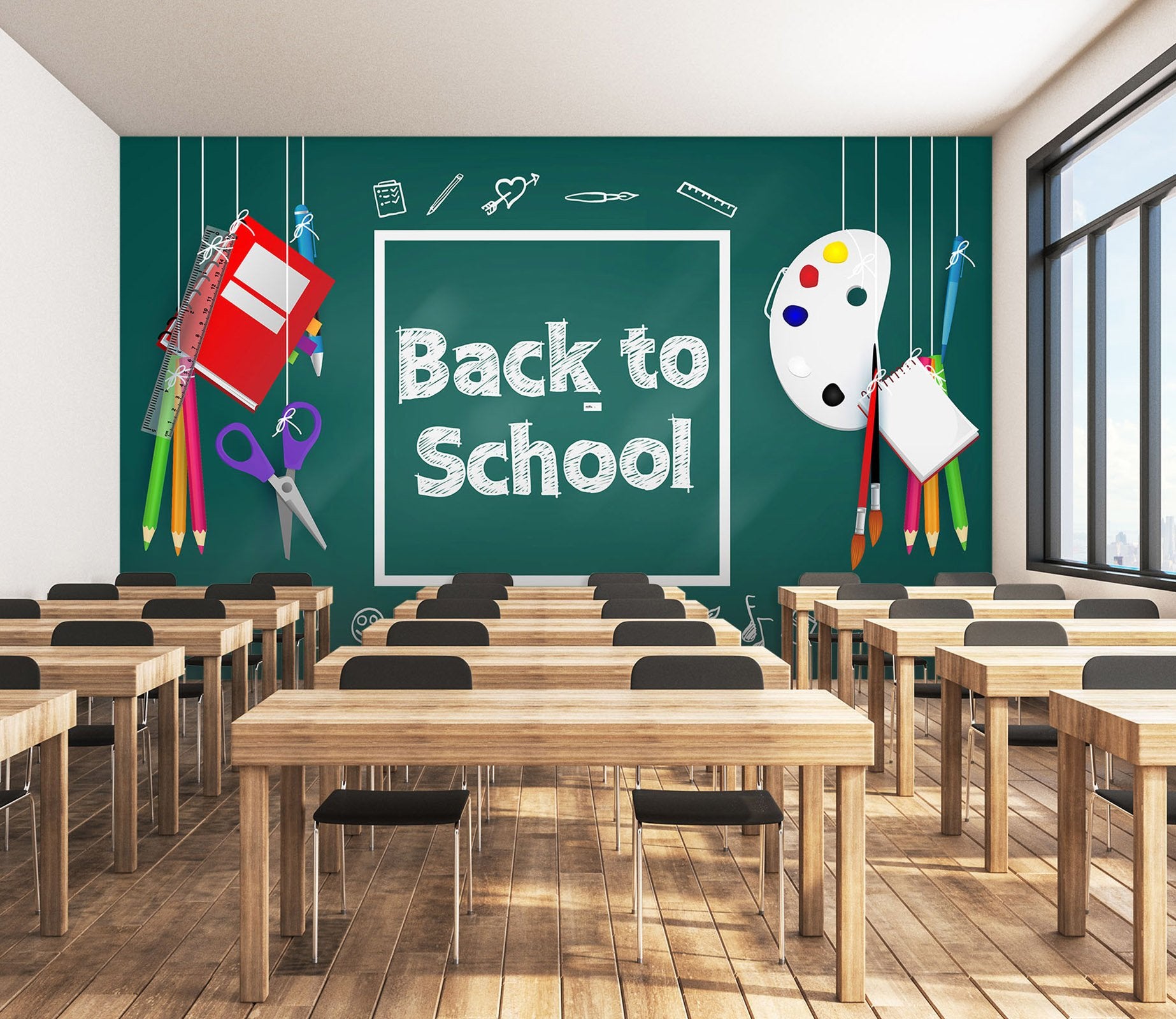 3D Blackboard Pen 204 Wall Murals Wallpaper AJ Wallpaper 2 