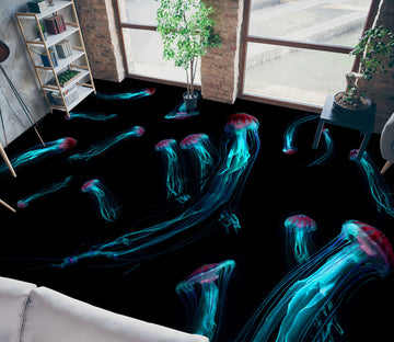 3D Psychedelic Jellyfish 687 Floor Mural  Wallpaper Murals Rug & Mat Print Epoxy waterproof bath floor
