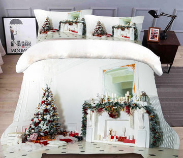 3D White Christmas Tree 32024 Christmas Quilt Duvet Cover Xmas Bed Pillowcases