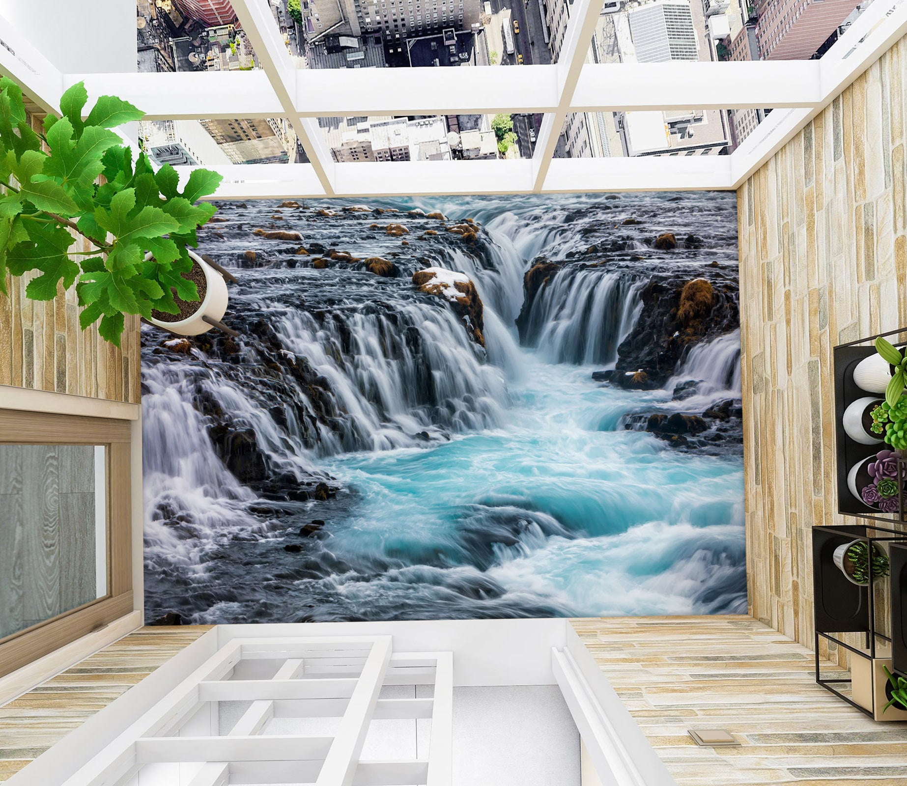 3D Magnificent Waterfall 666 Floor Mural  Wallpaper Murals Rug & Mat Print Epoxy waterproof bath floor