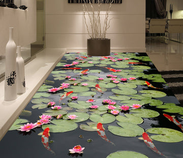 3D Lotus Leaf Lotus 380 Floor Mural  Wallpaper Murals Rug & Mat Print Epoxy waterproof bath floor