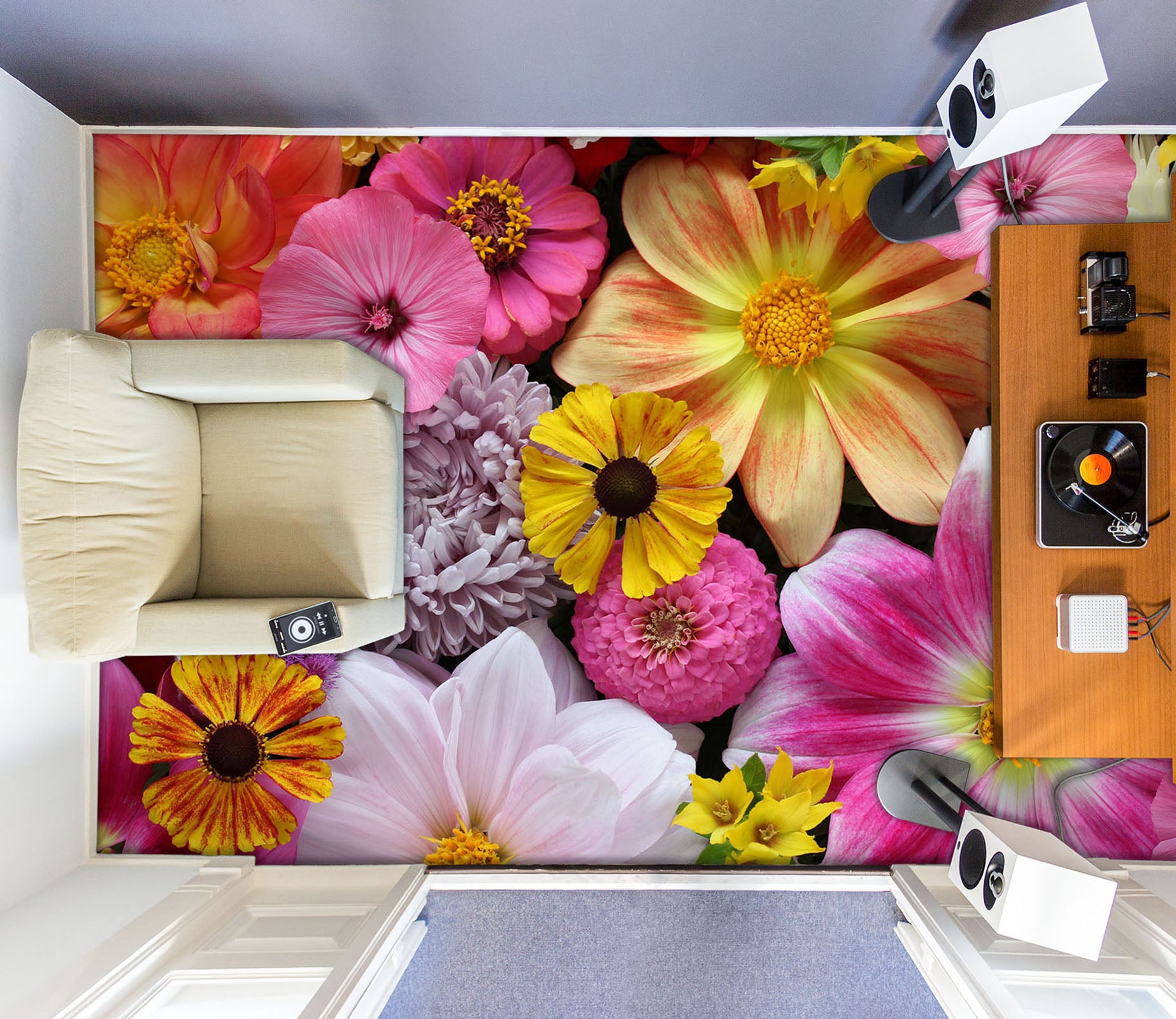 3D Flower Power 915 Floor Mural