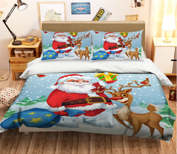 3D Santa Deer 31142 Christmas Quilt Duvet Cover Xmas Bed Pillowcases