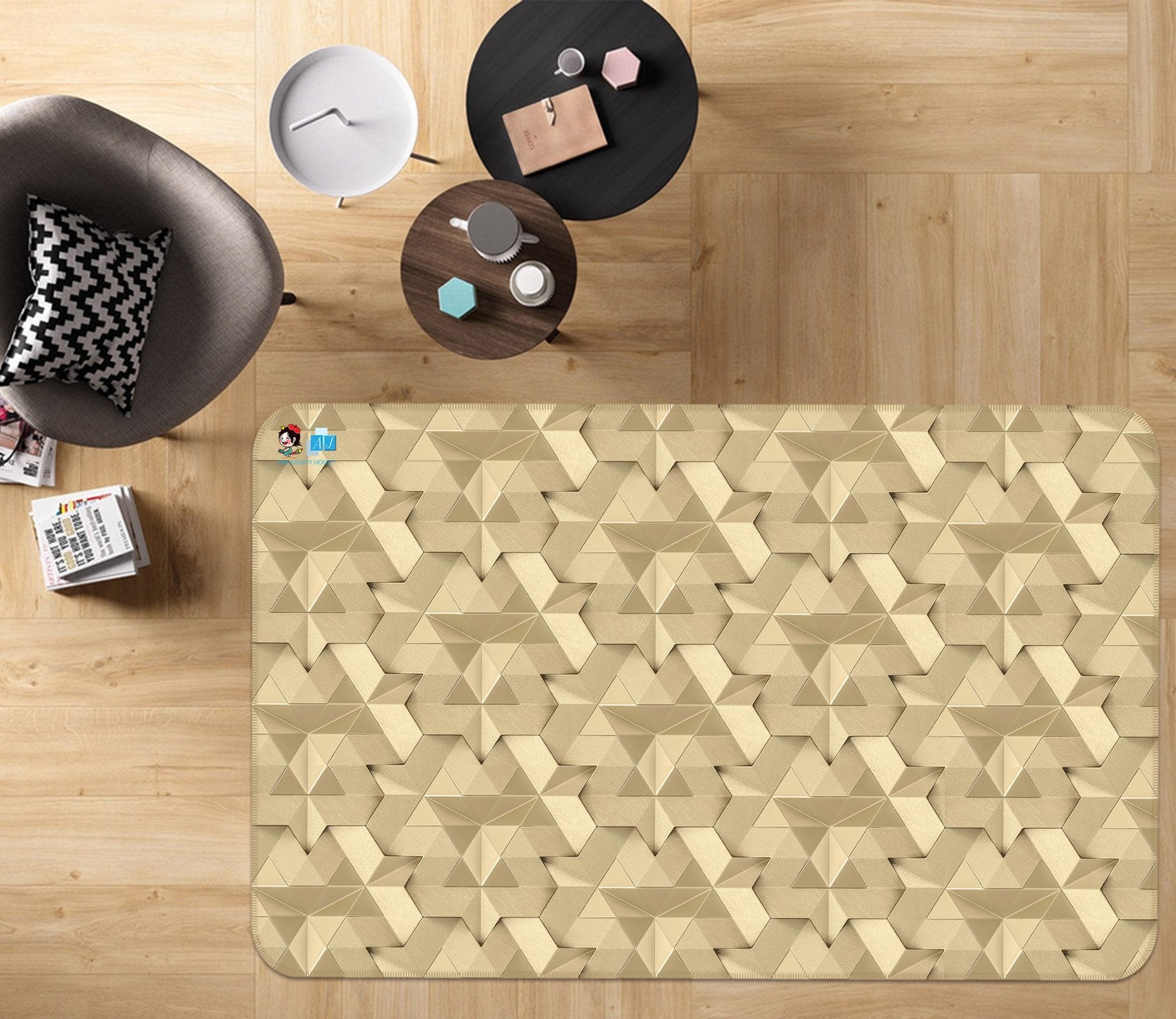 3D Stereoscopic Pentagonal Splice 74 Non Slip Rug Mat Mat AJ Creativity Home 