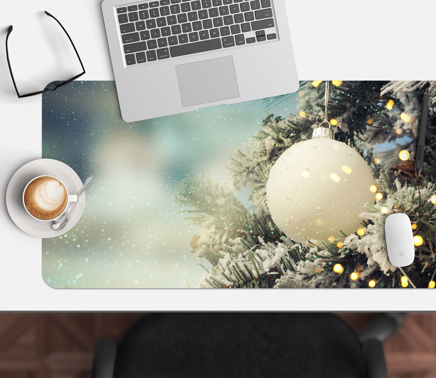 3D White Ball 53183 Christmas Desk Mat Xmas