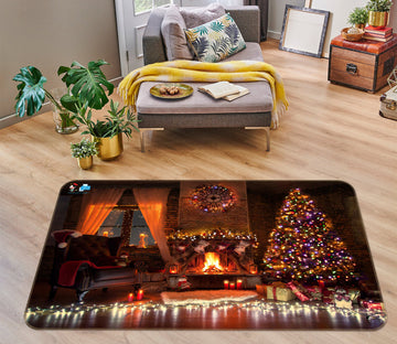 3D Colored Lights Tree 56170 Christmas Non Slip Rug Mat Xmas