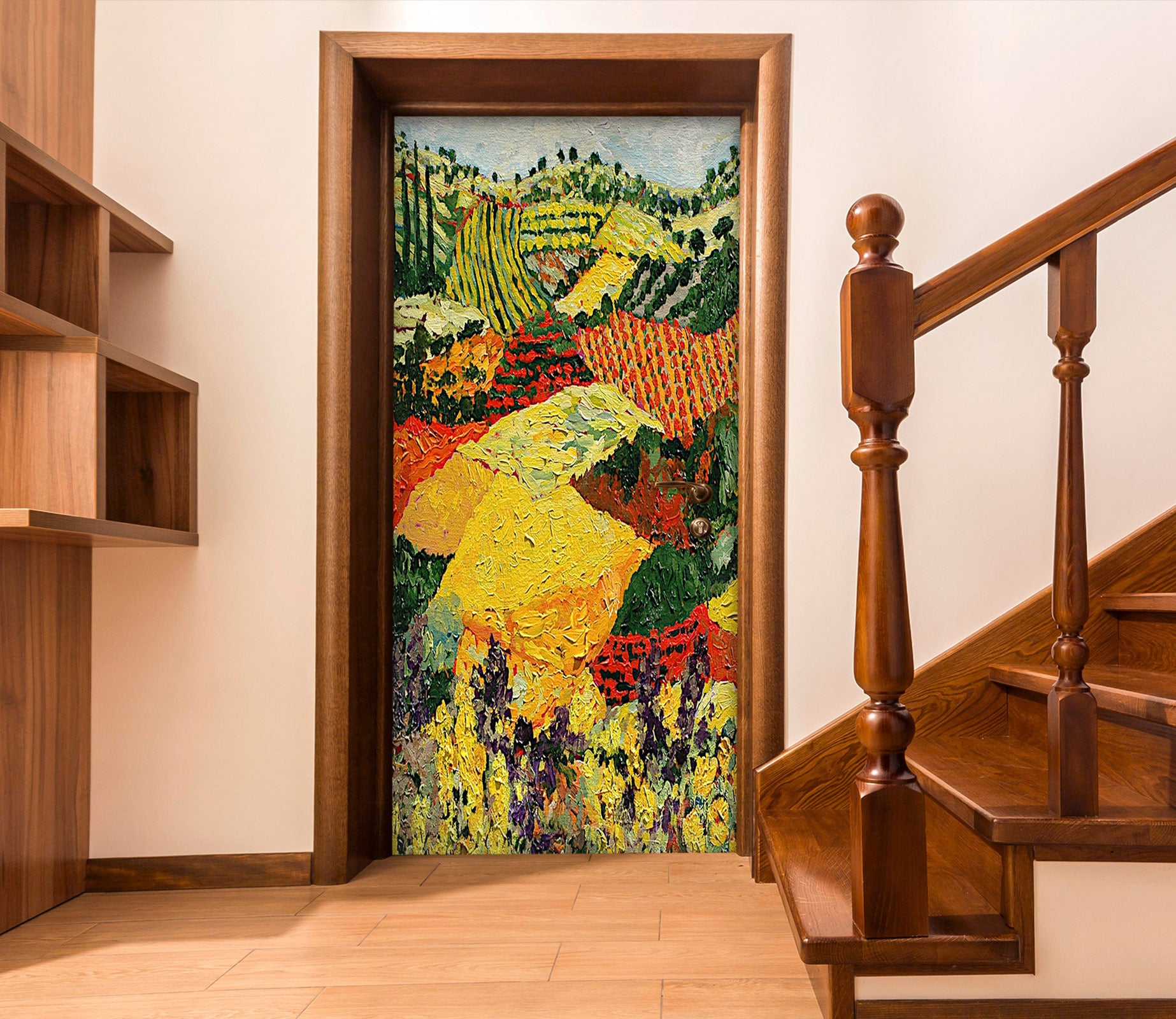 3D Colorful Field Hillside 9323 Allan P. Friedlander Door Mural