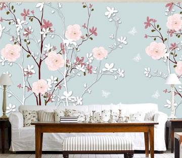 3D Pink Flowers WC308 Wall Murals