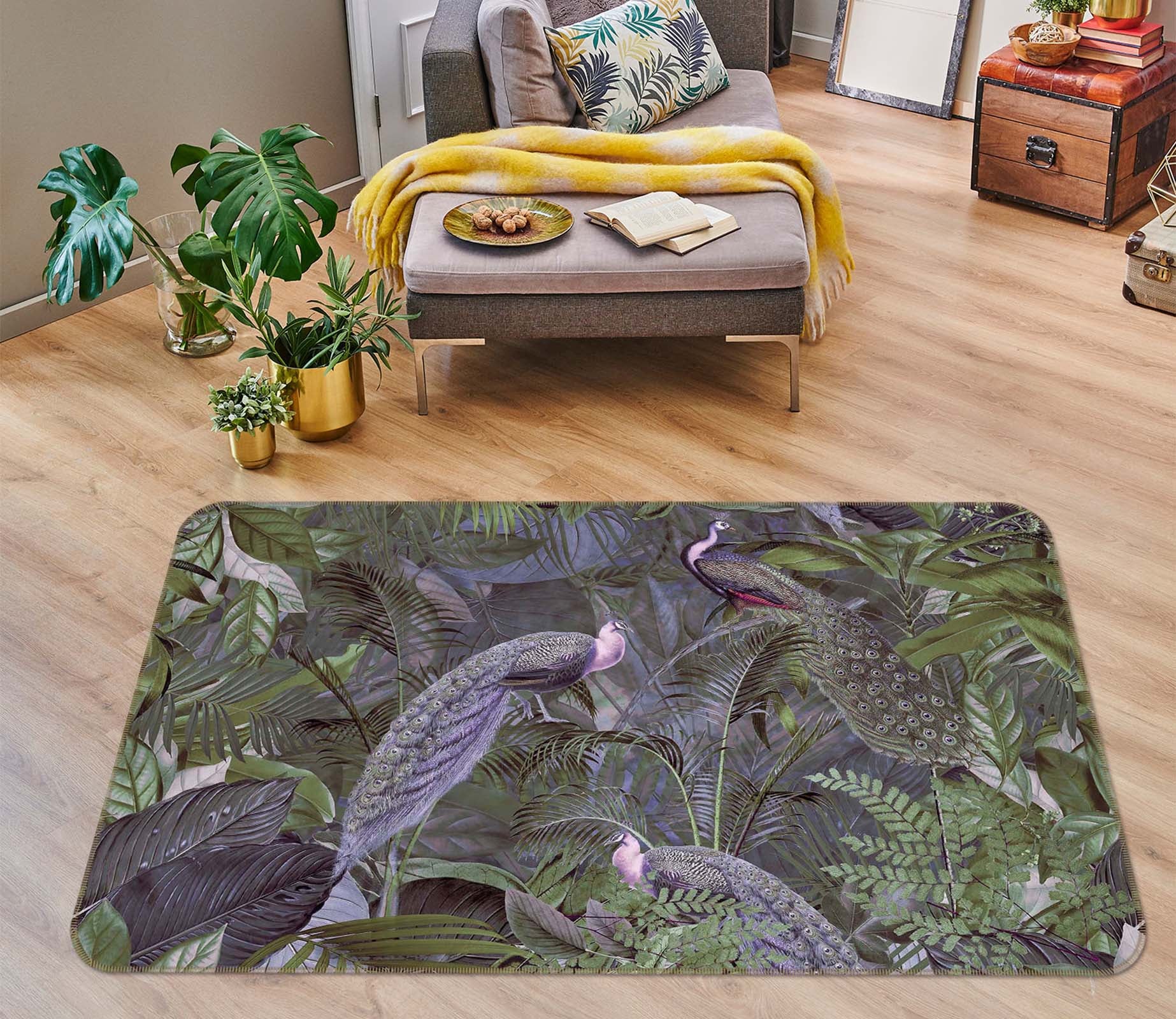 3D Forest Peacock 1012 Andrea haase Rug Non Slip Rug Mat