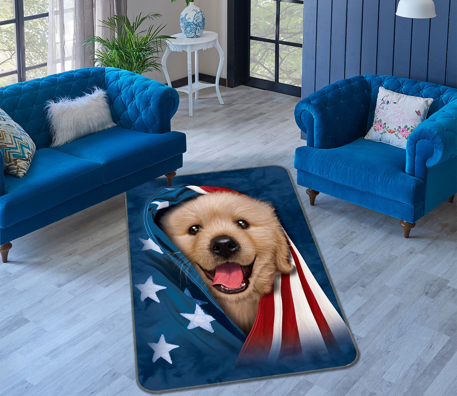 3D Star Dog 1001 Vincent Hie Rug Non Slip Rug Mat