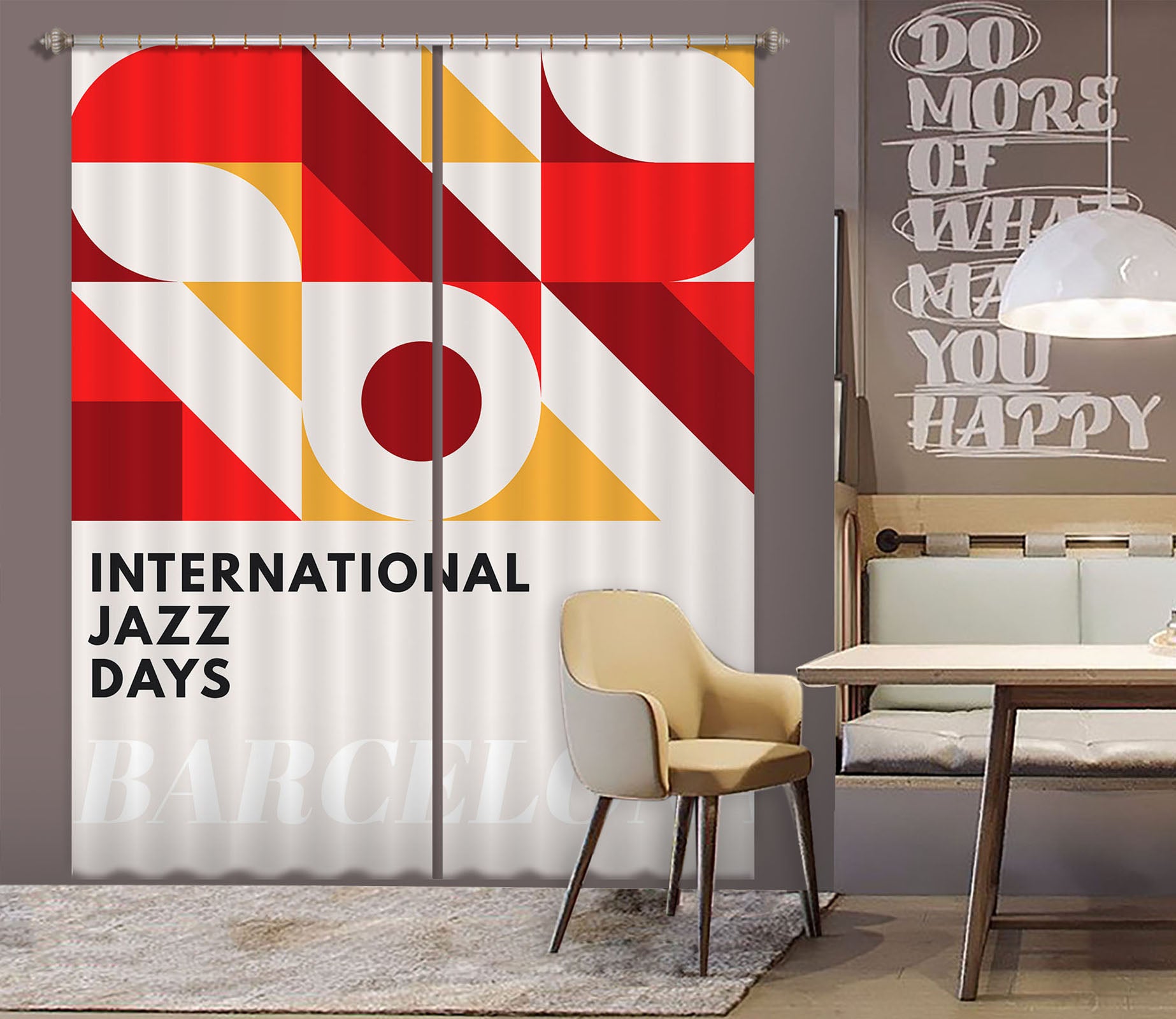 3D Red Geometry 1059 Boris Draschoff Curtain Curtains Drapes