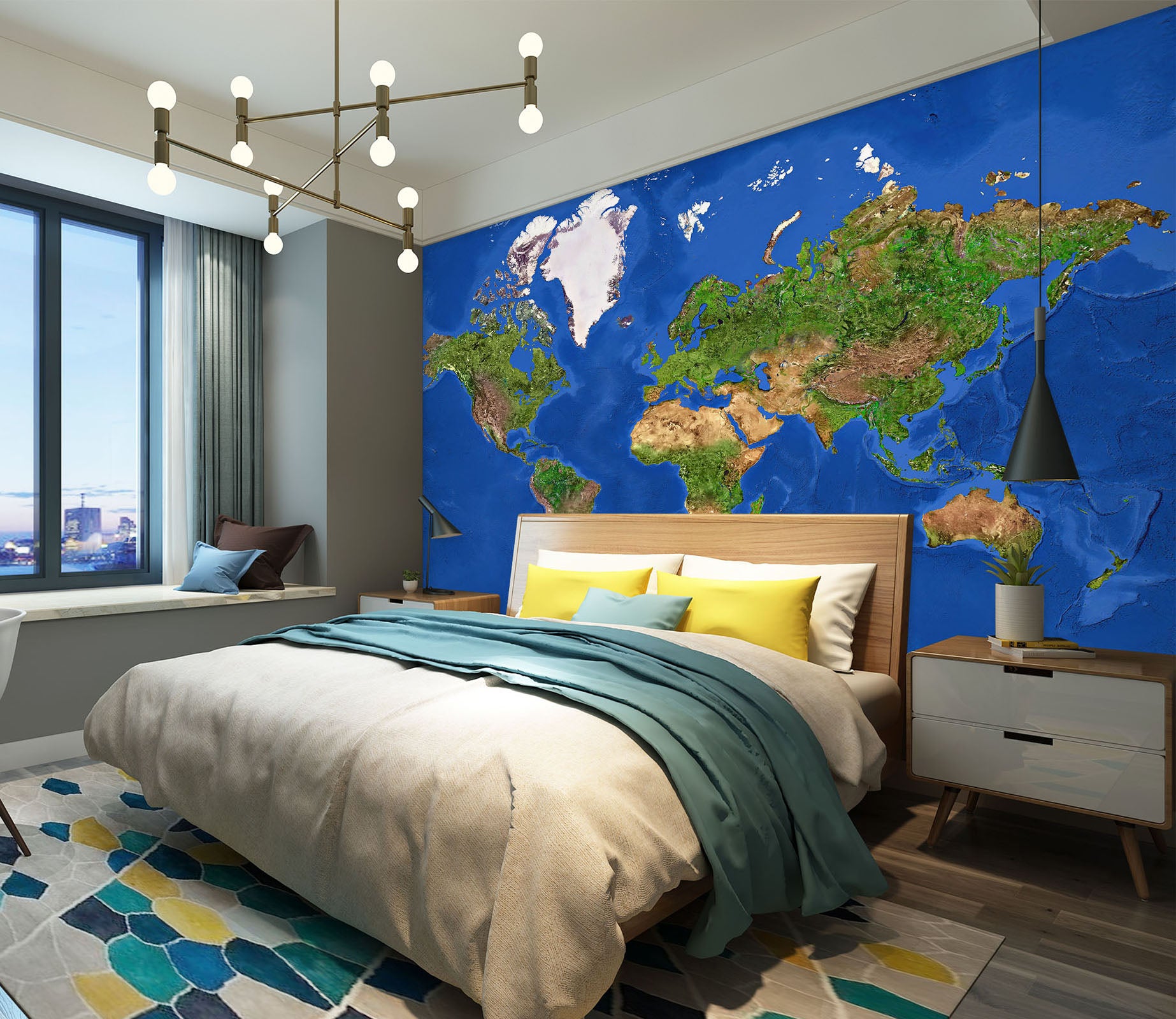 3D Green Island 2024 World Map Wall Murals