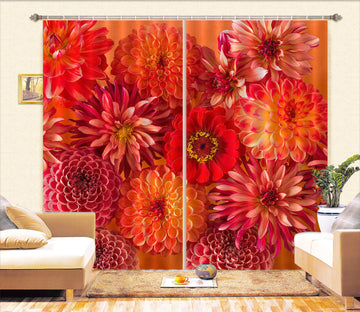 3D Red Chrysanthemum 226 Assaf Frank Curtain Curtains Drapes