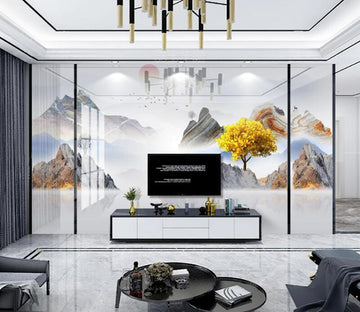 3D Misty Mountain 323 Wall Murals