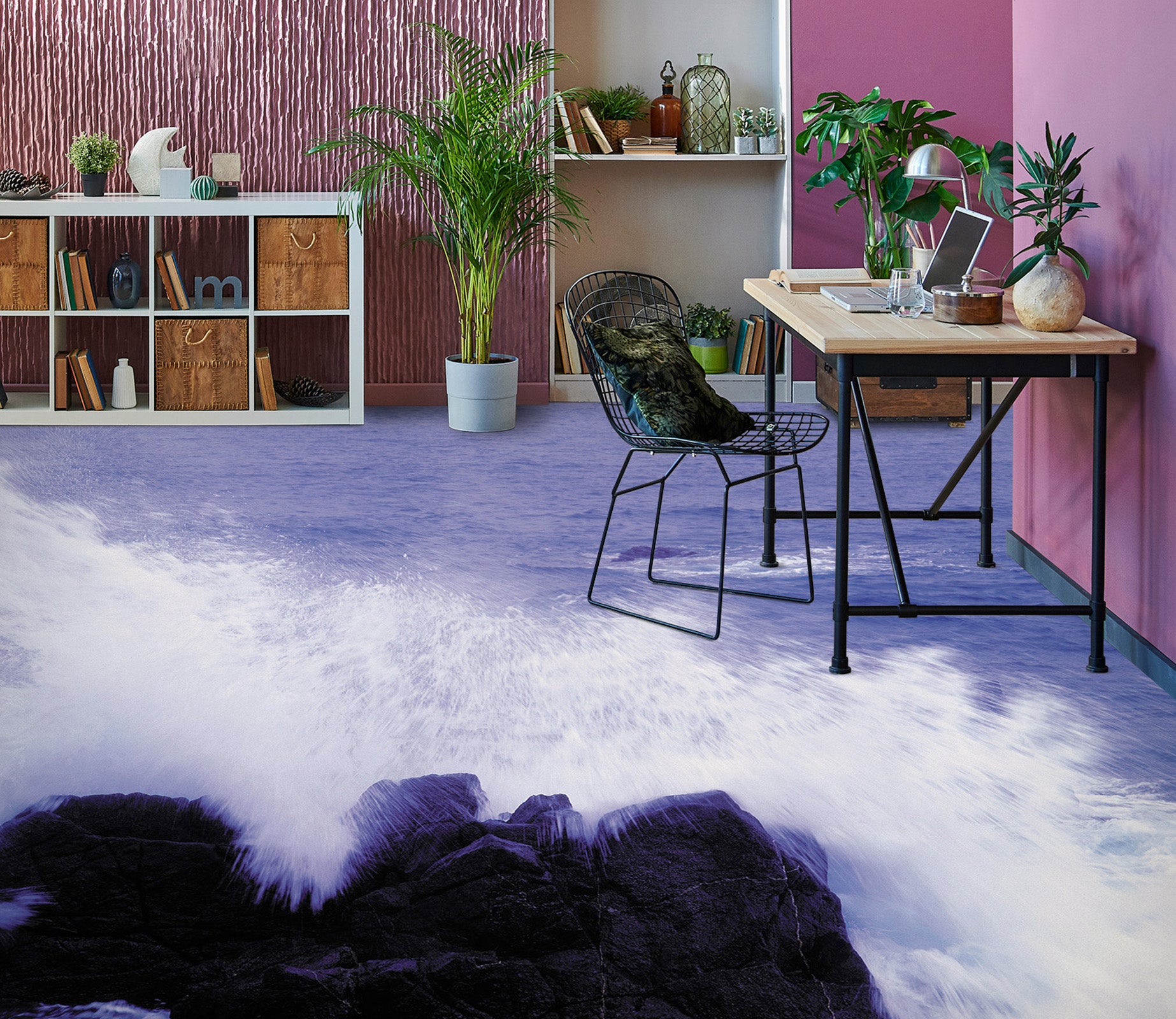 3D Dreamy Purple Sea 1476 Floor Mural