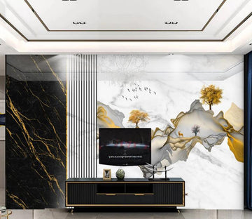 3D Mountains Trees 339 Wall Murals