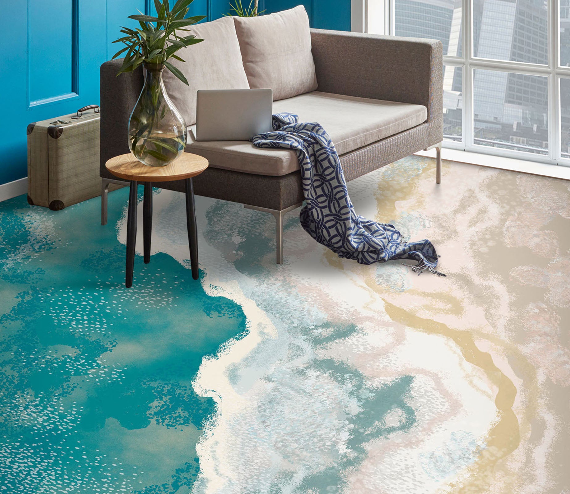 3D Elegant Beach Texture 601 Floor Mural  Wallpaper Murals Rug & Mat Print Epoxy waterproof bath floor